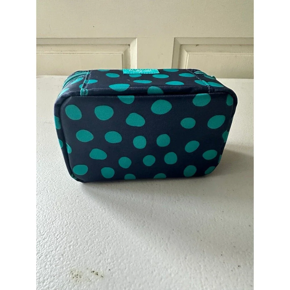 NWOT Thirty-One Navy Lotsa Dots Baubles Bracelets Jewelry Cinch Bags Travel Case